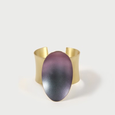 Brățară din alamă cu element violet irizat – Creație Katerina Vassou