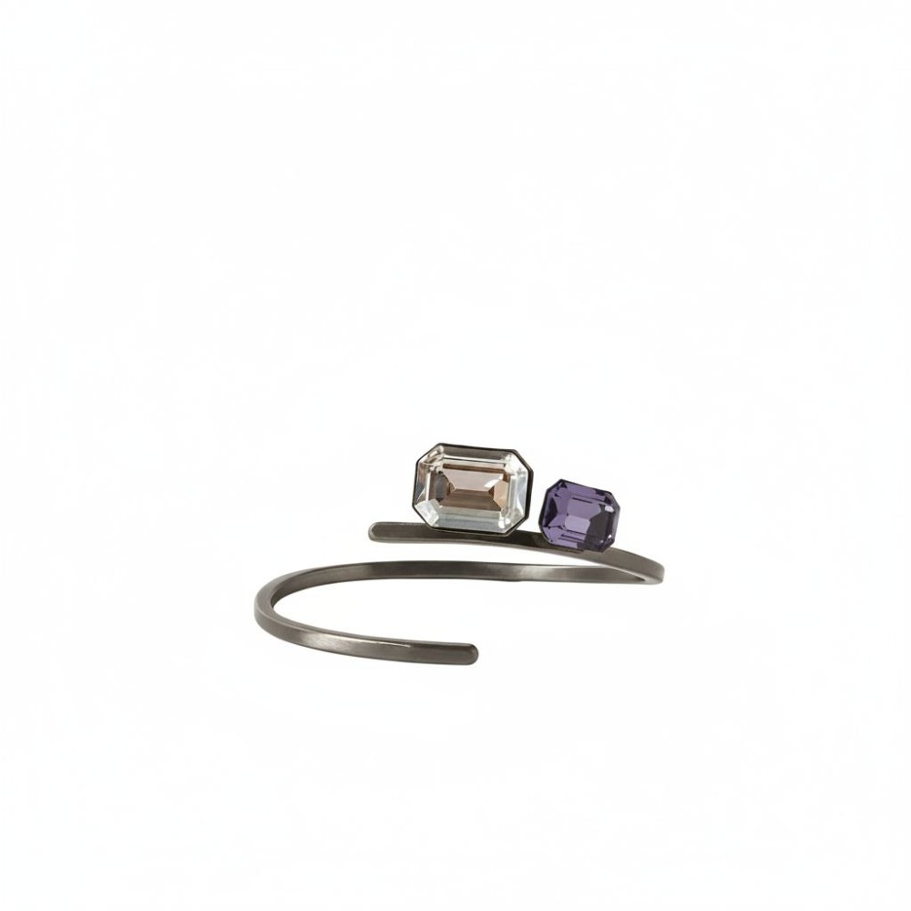 Bratara DESTINY cu pietre Swarovski – alama placata cu gun metal, Katerina Vassou