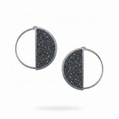 Cercei rotunzi gun metal cu cristale Swarovski – SUPERNOVA