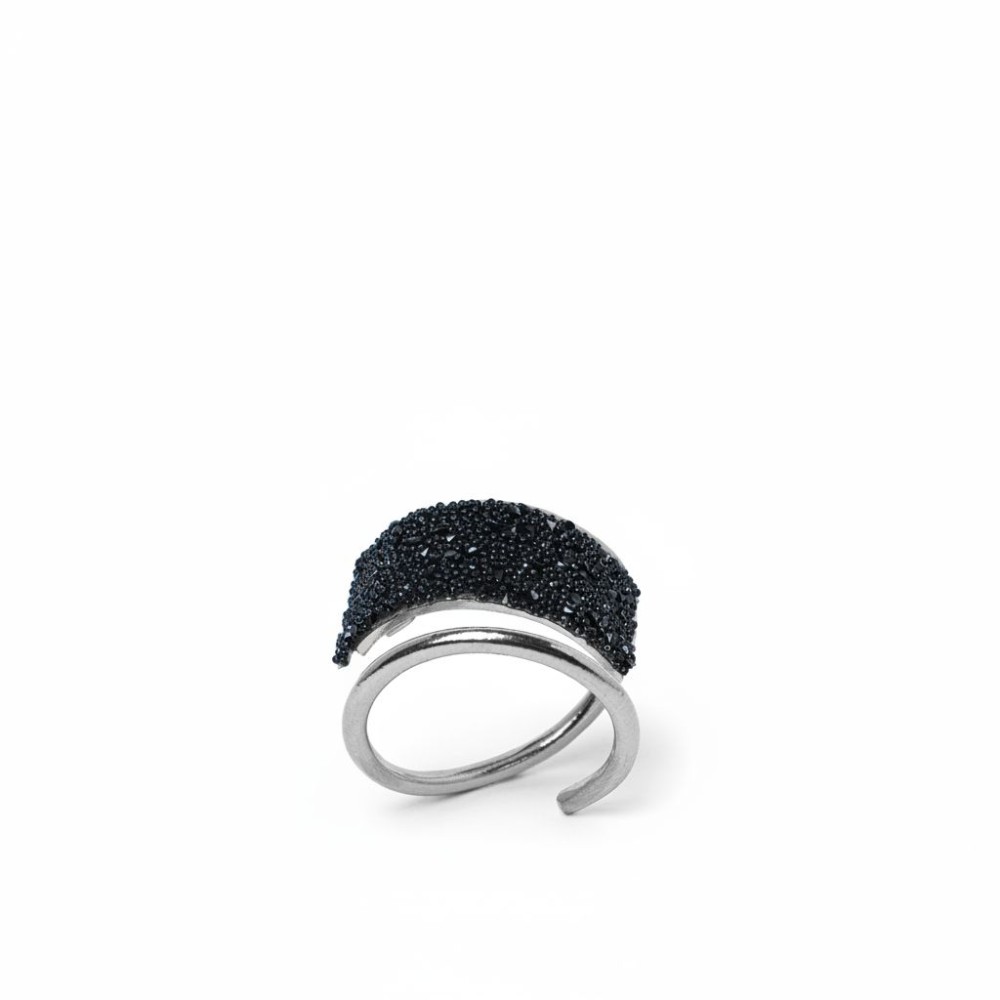 Inel Shooting Star din alamă argintată cu cristale Swarovski – Katerina Vassou
