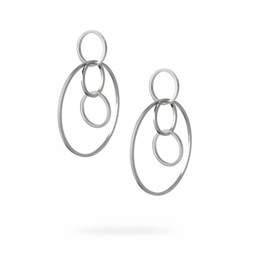 Cercei Celestial din alamă placată cu gun metal – design geometric modern, Katerina Vassou