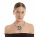 Colier SUSTAIN din alamă placată cu gun metal și cristale Swarovski verzi – design geometric modern, Katerina Vassou