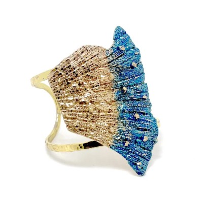 Bratara din alama cu patina albastru titan - creatie Tina Kotsoni