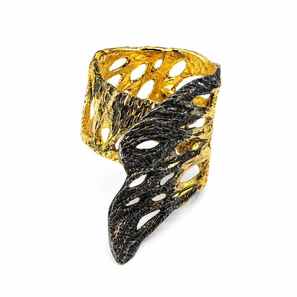 Inel Rich Opulence din alama cu patina neagra – Tina Kotsoni