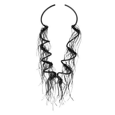 Colier din plastic, cristale și metal – design artistic – Import Italia