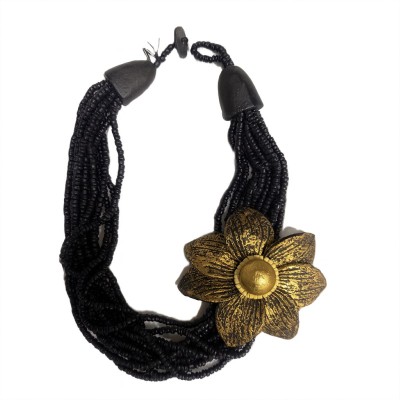 Colier artizanal negru și auriu din hârtie presată – Alex Max Italia