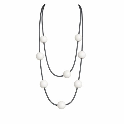 Colier artizanal cu bile din lemn și șnur din silicon – Import Italia