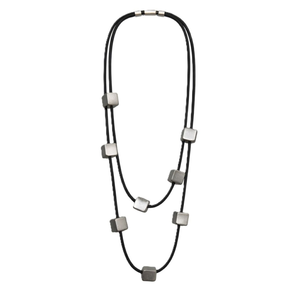 Colier artizanal cu bile din lemn și șnur din silicon – Import Italia