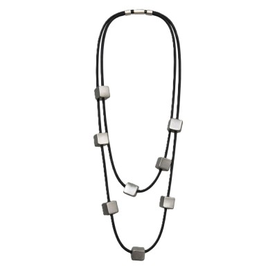 Colier artizanal cu bile din lemn și șnur din silicon – Import Italia