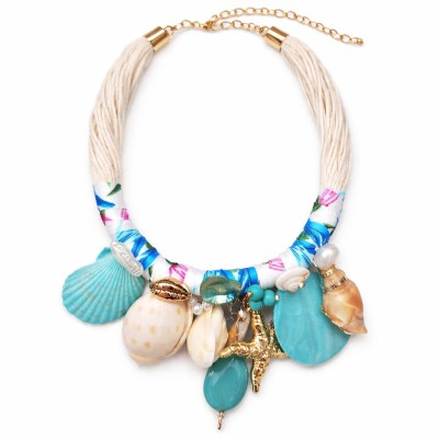 Colier artizanal cu scoici și elemente marine – Import Italia