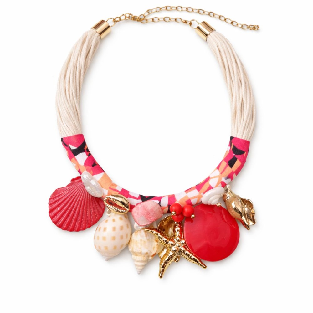 Colier artizanal cu scoici și elemente decorative – Import Italia