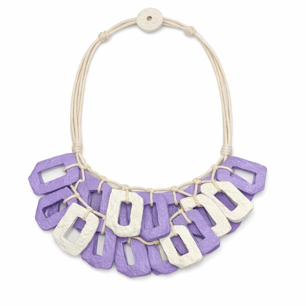 Colier artizanal Alex Max din hârtie presată și șnur natural – Import Italia