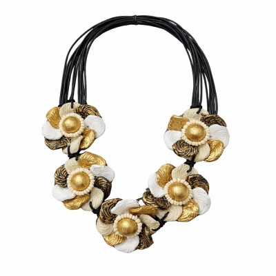 Colier Alex Max cu flori din hârtie presată și șnur textil – Import Italia