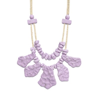 Colier artizanal lavandă din hârtie presată cu accente argintii – Alex Max Italia