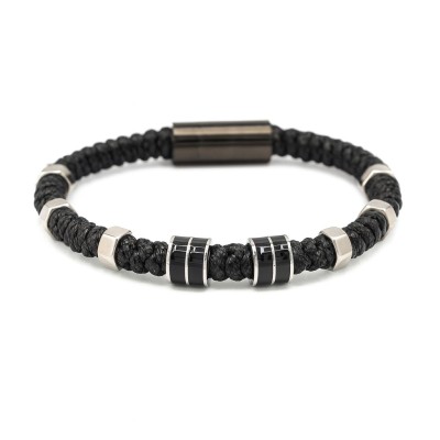 Brățară bărbați IM20 cu șnur și piese din oțel – Închidere magnetică – KLK Italia