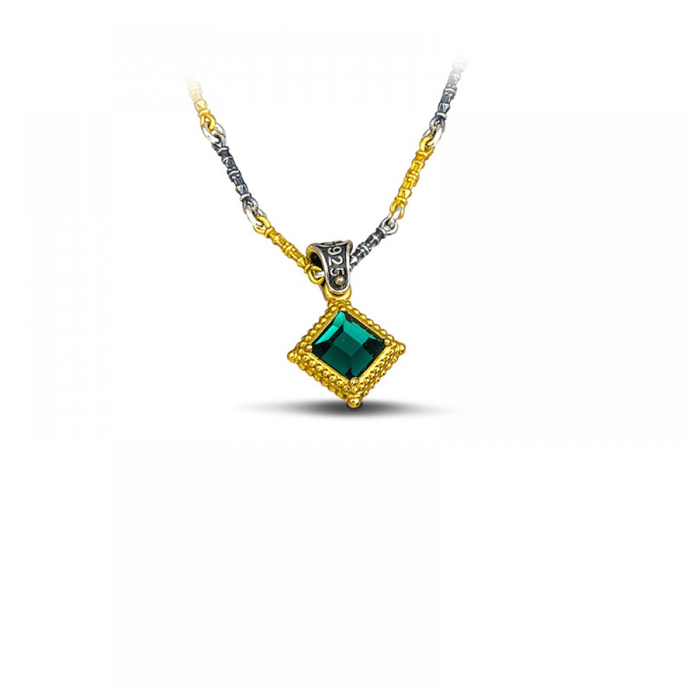 COLIER DIN ARGINT 925 SI CRISTALE SWAROVSKI VERDE/MOV