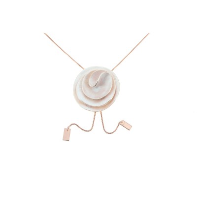 Colier KLK Italia lung – Zamac placat cu aur roz, design artistic, email roz