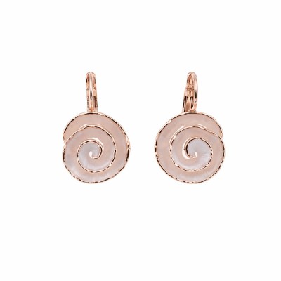 Cercei KLK Italia spirală – Zamac aur roz, email alb, design elegant