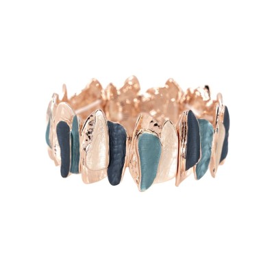 Brățară din zamac placată cu aur roz, culori auriu / gri porumbel / verde – KLK Italia