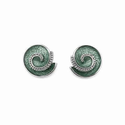 Cercei KLK Italia spirală – Zamac rodiat, verde metalizat