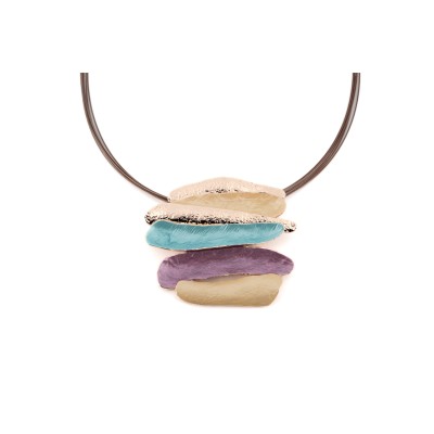 Colier scurt cu fire de oțel și pandantiv scaletta din zamac placat cu aur roz – KLK Italia