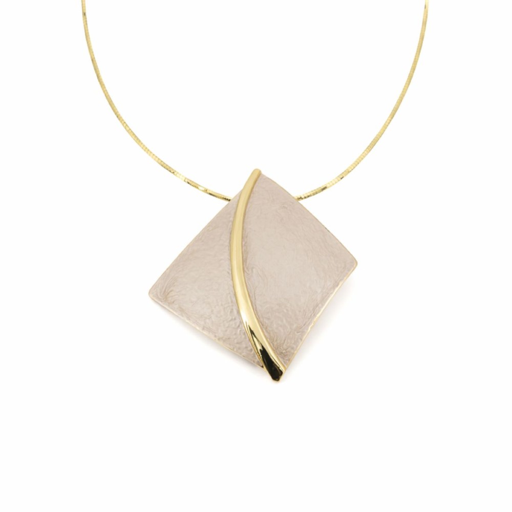 Colier KLK Italia cu pandant geometric – Alamă placată cu aur, culoare champagne, 45 cm + 5 cm extensie