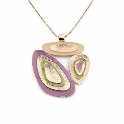 Colier lung KLK Italia cu pandant multicolor – Zamac placat cu aur roz