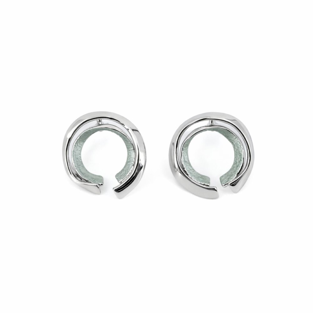 Cercei KLK Italia pe lob – Zamac rodiat, nuanțe vernil