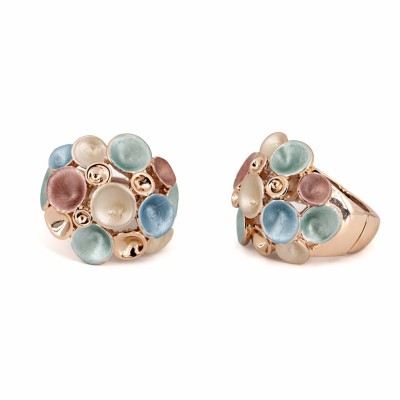Inel KLK Italia multicolor – Zamac placat cu aur roz, aramiu, verde, blue, champagne