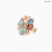 Inel elastic KLK Italia – Zamac placat cu aur roz, culori maro–verde–bleu–champagne