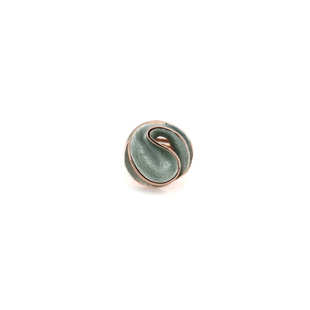 Inel elastic KLK Italia – Zamac placat cu aur roz, verde deschis perlat