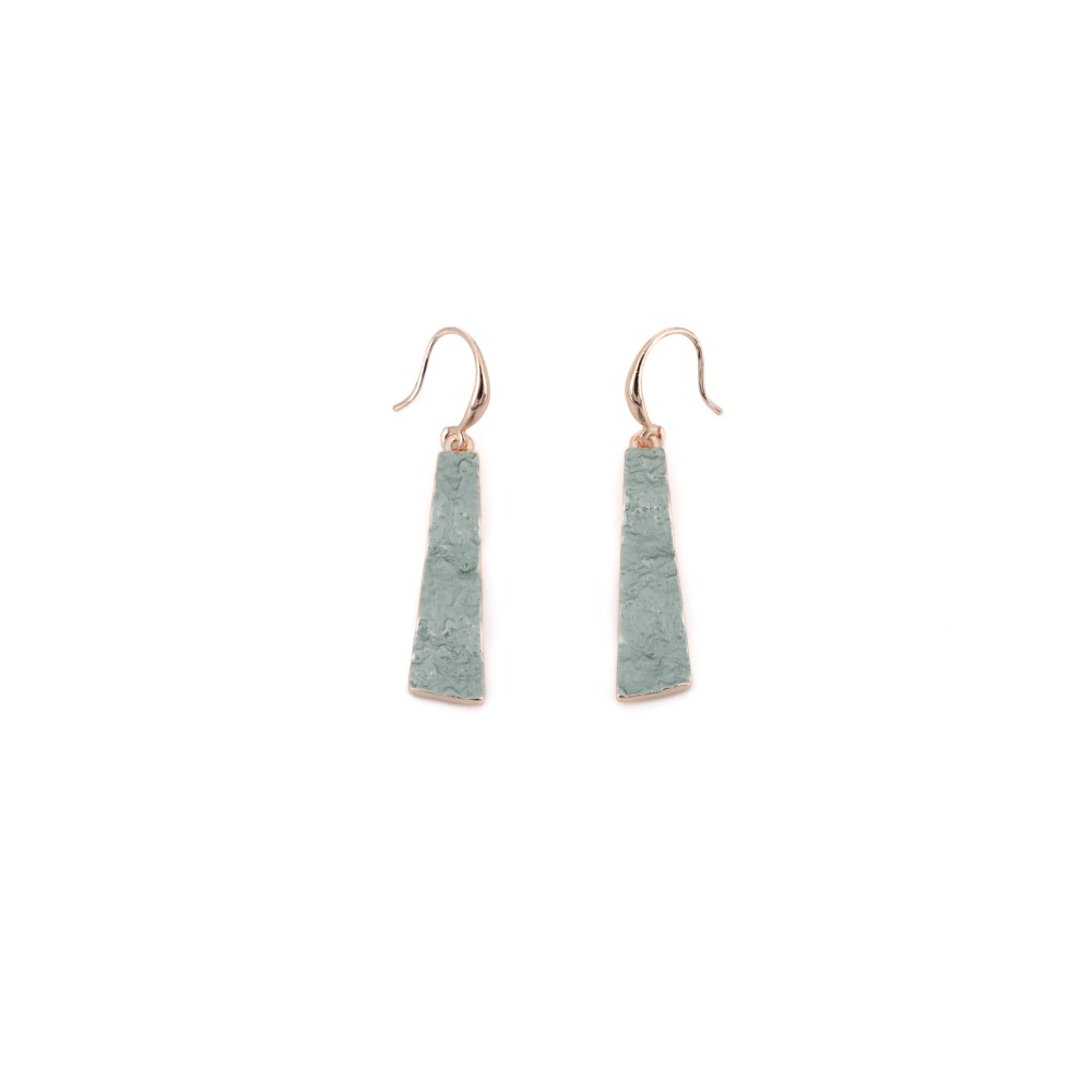 Cercei cu prindere tip carlig cu barrette cu relief artistic din zamac placat cu aur roz – KLK Italia