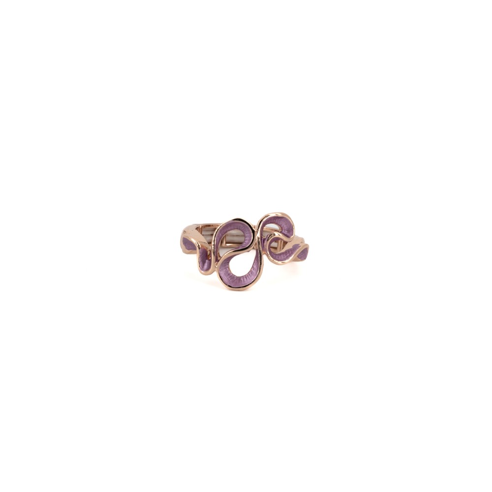 Inel elastic KLK Italia – Zamac placat cu aur roz, violet, model artistic