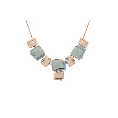 Colier scurt cu lanț și forme pătrate stilizate din zamac placat cu aur roz – KLK Italia