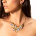 Colier KLK Italia cu lant din zamac placat cu aur roz, culori bleu, bronz si mustar, lungime 42 cm + 5 cm extensie